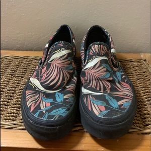 black unique printed slip on vans